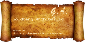 Goldberg Archibáld névjegykártya